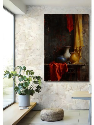 Teona Ahşap Renkli Çömleklerle Süslenmiş Dekoratif Ahşap Mdf Tablo Dikdörtgen Tablo