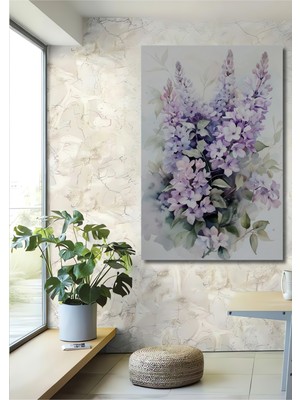 Teona Ahşap Lila Çiçekler Ahşap Mdf Dekoratif Ev/işyeri Duvar Tablo Dikdörtgen Ev/işyeri Duvar Tablo