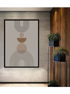 Teona Ahşap Çerçeve Görünümlü Soyut Geometrik Dekoratif Ahşap Mdf Ev Duvar Tablo Dikdörtgen Ev Duvar Tablo