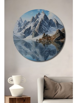 Teona Ahşap Büyüleyici Dağ Manzarası Dekoratif Ahşap Mdf Ev/işyeri Duvar Tablo Yuvarlak Ev/işyeri Duvar Tablo