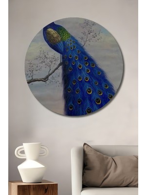 Teona Ahşap Tavus Kuşu Dekoratif Ahşap Mdf Ev/işyeri Duvar Tablo Yuvarlak Ev/işyeri Duvar Tablo