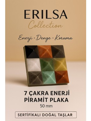 Erilsa Sertifikalı 7 Çakra Enerji Piramit Plaka 50 mm – Enerji Dengeleme ve Koruma Doğal Taş
