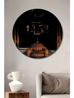 Teona Ahşap Fatih Sultan Mehmet Ayasofya 1453 Dekoratif Ahşap Mdf Yuvarlak Ev,iş Yeri Duvar Tablo