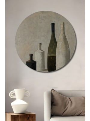 Teona Ahşap Dekoratif Ahşap Mdf Şarap Şişeleri Sanatı Yuvarlak Ev/işyeri Duvar Tablo