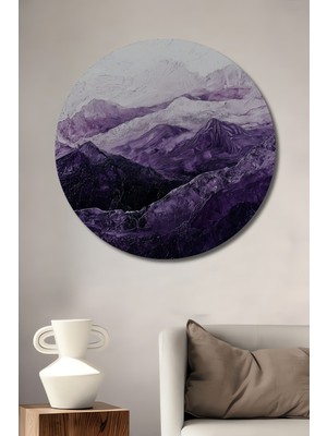 Teona Ahşap Mor Dağlar Dekoratif Ahşap Mdf Ev/işyeri Duvar Tablo Yuvarlak Ev/işyeri Duvar Tablo