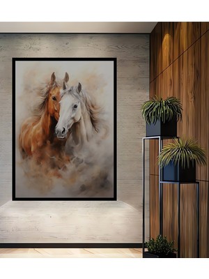 Teona Ahşap Çerçeve Görünümlü Atlı Dekoratif Ahşap Mdf Ev/işyeri Duvar Tablo Dikdörtgen Ev/işyeri Duvar Tablo