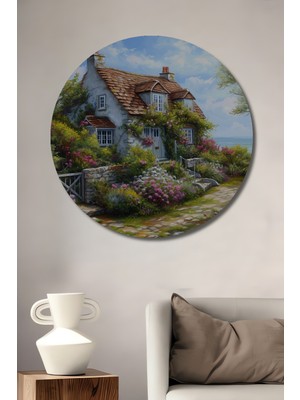 Teona Ahşap Büyülü Kır Evi Bahçesi Ahşap Mdf Dekoratif Ev/işyeri Duvar Tablo Yuvarlak Ev/işyeri Duvar Tablo