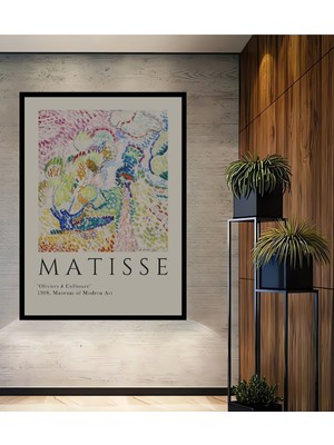 Teona Ahşap Çerçeve Görünümlü Matisse Bohem Ahşap Mdf Dekoratif Ev Duvar Tablo Dikdörtgen Ev Duvar Tablo