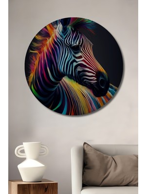 Teona Ahşap Renkli Zebra Dekoratif Ahşap Mdf Ev/işyeri Duvar Tablo Yuvarlak Ev/işyeri Duvar Tablo