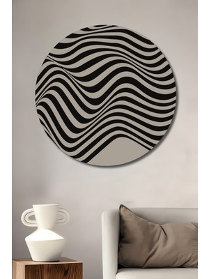 Teona Ahşap Bauhaus Soyut Dalgalı Desen Dekoratif Ahşap Mdf Işyeri Duvar Tablo Yuvarlak Işyeri Duvar Tablo