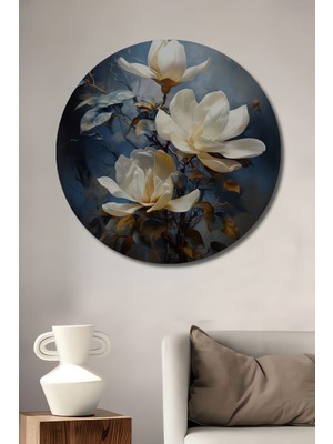Teona Ahşap Zarif Çiçekler Dekoratif Ahşap Mdf Ev/işyeri Duvar Tablo Yuvarlak Ev/işyeri Duvar Tablo