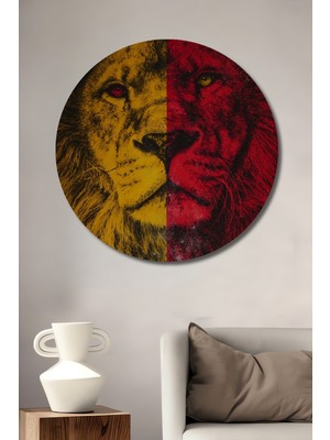 Teona Ahşap Aslan Krallığı Dekoratif Ahşap Mdf Ev/işyeri Duvar Tablo Yuvarlak Ev/işyeri Duvar Tablo