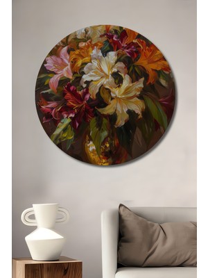 Teona Ahşap Renkli Çiçek Bahçesi Ahşap Mdf Dekoratif Ev/işyeri Duvar Tablo Yuvarlak Ev/işyeri Duvar Tablo