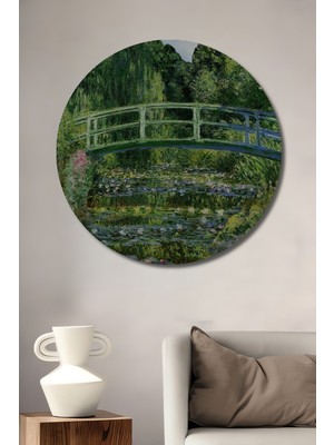 Teona Ahşap Monet Nilüferler Köprüsü Ahşap Mdf Dekoratif Ev/işyeri Duvar Tablo Yuvarlak Ev/işyeri Duvar Tablo