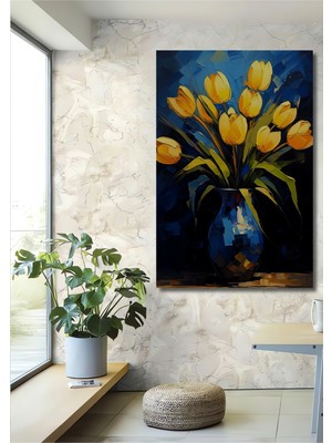 Teona Ahşap Sarı Laleler Ahşap Mdf Dekoratif Ev/işyeri Duvar Tablo Dikdörtgen Ev/işyeri Duvar Tablo