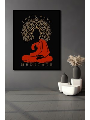 Teona Ahşap Çerçeve Görünümlü Buda Meditasyon Ahşap Mdf Dekoratif Ev Duvar Tablo Dikdörtgen Ev Duvar Tablo