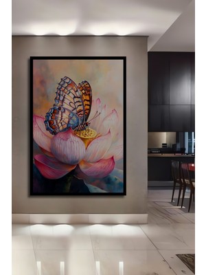 Teona Ahşap Çerçeve Görünümlü Kelebek Çiçeği Dekoratif Ahşap Mdf Ev Duvar Tablo Dikdörtgen Ev Duvar Tablo