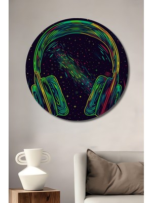 Teona Ahşap Renkli Kulaklıklar Ahşap Mdf Dekoratif Ev/işyeri Duvar Tablo Yuvarlak Ev/işyeri Duvar Tablo