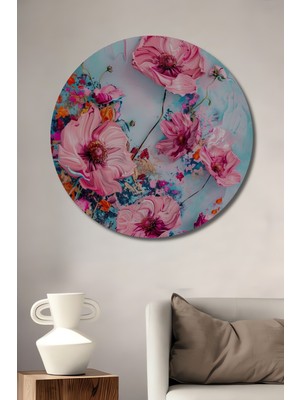 Teona Ahşap Rüya Gibi Çiçekler Dekoratif Ahşap Mdf Ev/işyeri Duvar Tablo Yuvarlak Ev/işyeri Duvar Tablo