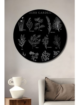 Teona Ahşap Çerçeve Görünümlü Bitki Bahçesi Ahşap Mdf Dekoratif Ev Duvar Tablo Yuvarlak Ev Duvar Tablo