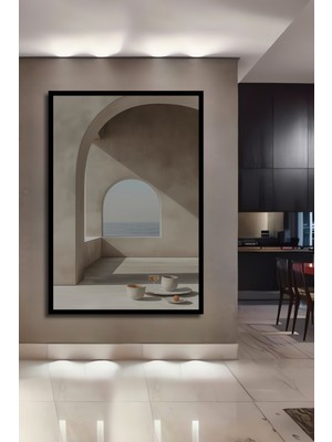 Teona Ahşap Çerçeve Görünümlü Minimalist Deniz Manzaralı Dekoratif Ahşap Mdf Tablo Dikdörtgen Tablo