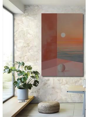 Teona Ahşap Gün Batımında Soyut Deniz Manzarası Dekoratif Ahşap Mdf Tablo Dikdörtgen Tablo