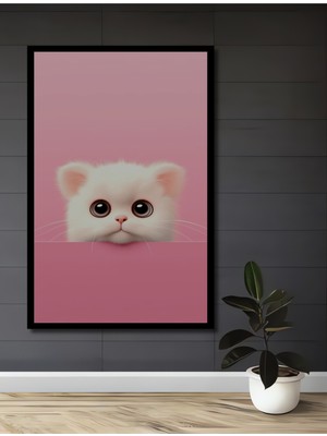 Teona Ahşap Çerçeve Görünümlü Sevimli Kedi Dekoratif Ahşap Mdf Ev Duvar Tablo Dikdörtgen Ev Duvar Tablo