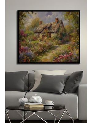 Teona Ahşap Çerçeve Görünümlü Romantik Kır Evi Ahşap Mdf Dekoratif Ev Duvar Tablo Dikdörtgen Ev Duvar Tablo