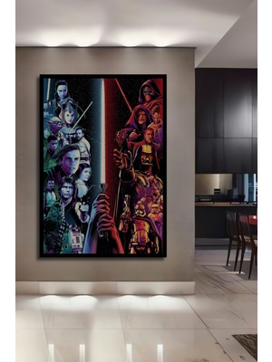 Teona Ahşap Çerçeve Görünümlü Star Wars Dekoratif Ahşap Mdf Işyeri Duvar Tablo Dikdörtgen Işyeri Duvar Tablo