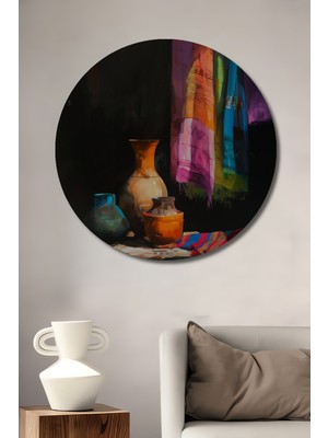 Teona Ahşap Renkli Vazolar Dekoratif Ahşap Mdf Ev/işyeri Duvar Tablo Yuvarlak Ev/işyeri Duvar Tablo