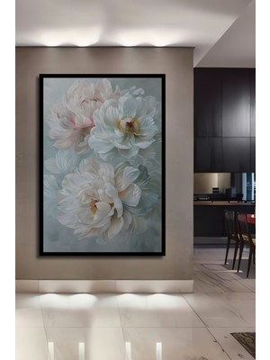 Teona Ahşap Çerçeve Görünümlü Pastel Çiçekler Dekoratif Ahşap Mdf Ev Duvar Tablo Dikdörtgen Ev Duvar Tablo