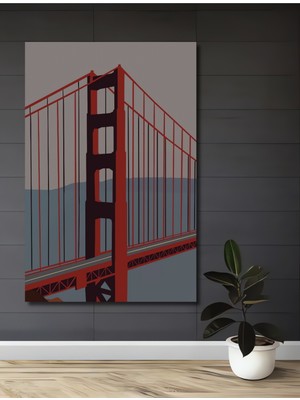 Teona Ahşap Dekoratif Ahşap Dikdörtgen Tablo Golden Gate Köprüsü