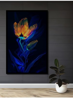 Teona Ahşap Çerçeve Görünümlü Büyülü Lale Sanatı Dekoratif Ahşap Mdf Ev Duvar Tablo Dikdörtgen Ev Duvar Tablo