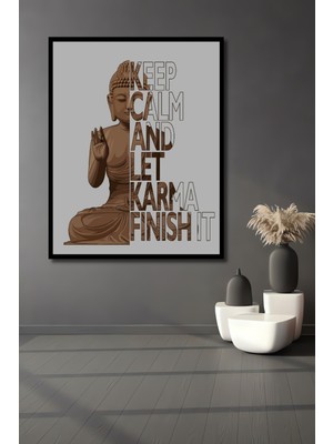 Teona Ahşap Çerçeve Görünümlü Buda Ahşap Mdf Dekoratif Karma Işyeri Duvar Tablo Dikdörtgen Işyeri Duvar Tablo