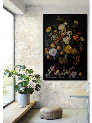 Teona Ahşap Çerçeve Görünümlü Çiçek Bahçesi Ahşap Mdf Dekoratif Ev Duvar Tablo Dikdörtgen Ev Duvar Tablo