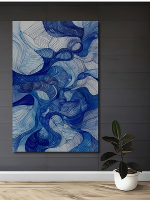 Teona Ahşap Dalgalı Mavi Soyut Ahşap Mdf Dekoratif Ev/işyeri Duvar Tablo Dikdörtgen Ev/işyeri Duvar Tablo