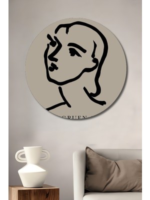 Teona Ahşap Matisse Zarif Çizgi Sanatı Dekoratif Ahşap Mdf Ev/işyeri Duvar Tablo Yuvarlak Ev/işyeri Duvar Tablo