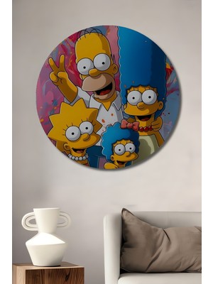 Teona Ahşap The Simpsons Aile Portresi Dekoratif Ahşap Mdf Ev/işyeri Duvar Tablo Yuvarlak Ev/işyeri Duvar Tablo