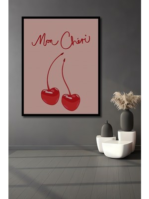 Teona Ahşap Dekoratif Ahşap Dikdörtgen Tablo Kiraz Aşkı Çerçeve Görünümlü