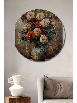 Teona Ahşap Görkemli Çiçek Vazo Dekoratif Ahşap Mdf Ev/işyeri Duvar Tablo Yuvarlak Ev/işyeri Duvar Tablo