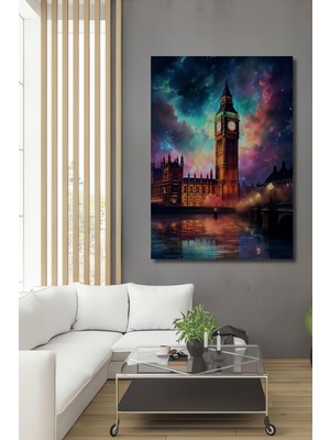 Teona Ahşap Big Ben Yansımalı Dekoratif Ahşap Mdf Ev/işyeri Duvar Tablo Dikdörtgen Ev/işyeri Duvar Tablo
