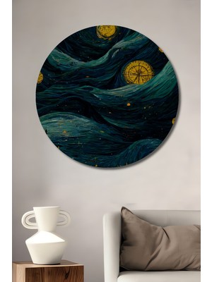 Teona Ahşap Yıldızlı Gece Dekoratif Ahşap Mdf Ev/işyeri Duvar Tablo Yuvarlak Ev/işyeri Duvar Tablo