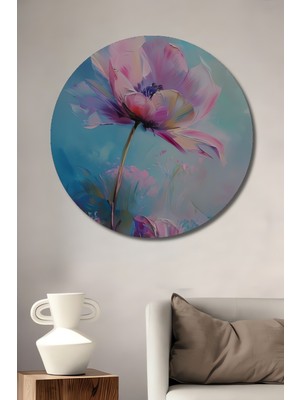 Teona Ahşap Pastel Çiçek Ahşap Mdf Dekoratif Ev/işyeri Duvar Tablo Yuvarlak Ev/işyeri Duvar Tablo