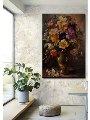 Teona Ahşap Büyüleyici Çiçek Aranjmanı Dekoratif Ahşap Mdf Tablo Dikdörtgen Tablo