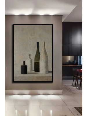 Teona Ahşap Çerçeve Görünümlü Dekoratif Ahşap Mdf Şarap Şişeleri Sanatı Dikdörtgen Ev/işyeri Duvar Tablo