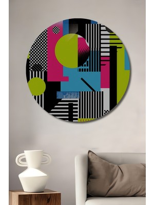 Teona Ahşap Soyut Sanat Geometrik Desen Ahşap Mdf Dekoratif Işyeri Duvar Tablo Yuvarlak Işyeri Duvar Tablo
