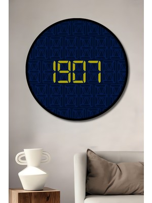 Teona Ahşap Çerçeve Görünümlü 1807 Dijital Ahşap Mdf Dekoratif Işyeri Duvar Tablo Yuvarlak Işyeri Duvar Tablo