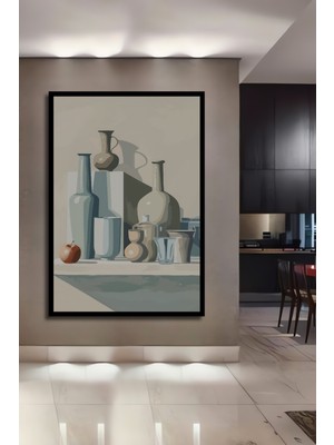 Teona Ahşap Çerçeve Görünümlü Modern Natürmort Ahşap Mdf Dekoratif Ev Duvar Tablo Dikdörtgen Ev Duvar Tablo