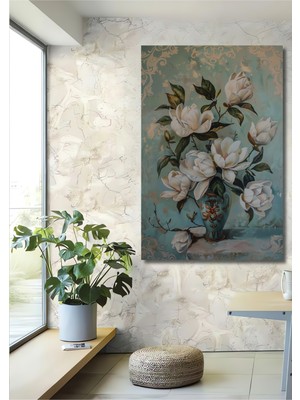 Teona Ahşap Beyaz Manolyalar Dekoratif Ahşap Mdf Ev/işyeri Duvar Tablo Dikdörtgen Ev/işyeri Duvar Tablo