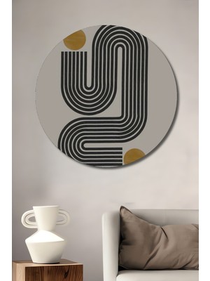 Teona Ahşap Geometrik Desenli Minimalist Ahşap Mdf Dekoratif Tablo Yuvarlak Tablo
